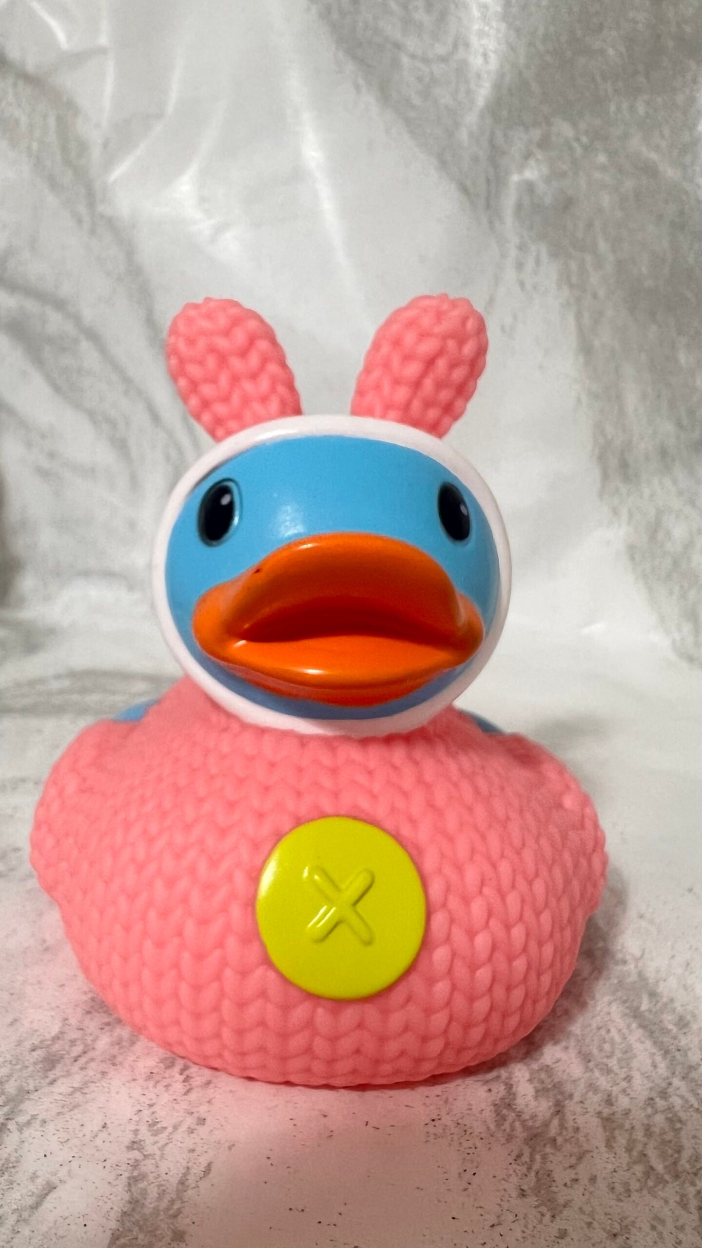 img_4495 Cute pink duck with bear outfit - Image 1